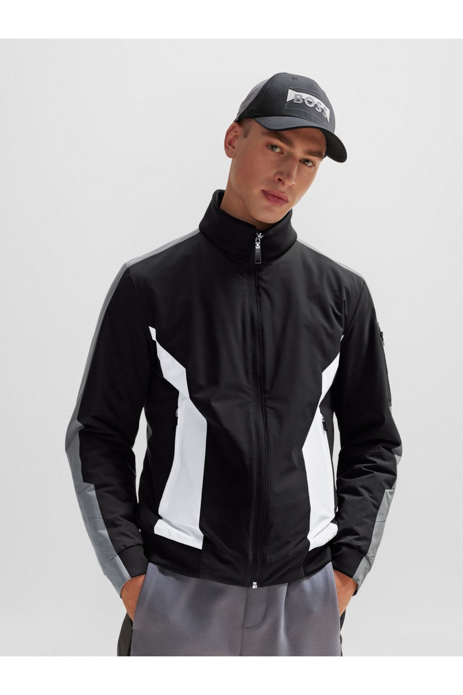 BOSS Black Contrast Detail Water Repellent Padded Jacket - Image 1 of 6