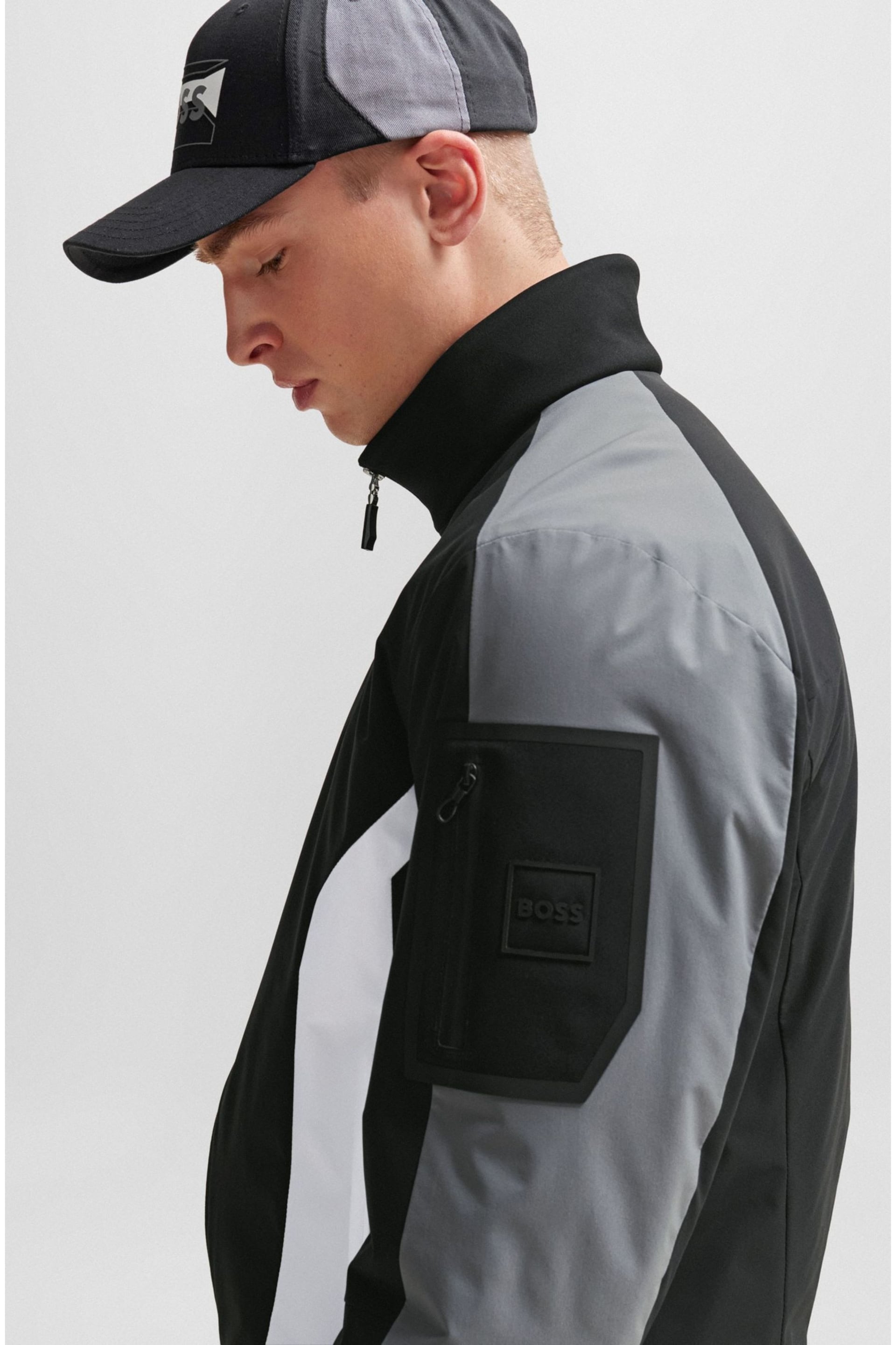 BOSS Black Contrast Detail Water Repellent Padded Jacket - Image 4 of 6