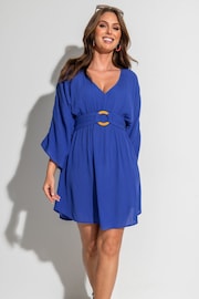 Pour Moi Blue LENZING™ ECOVERO™ Viscose Crinkle O Ring Beach Cover-Up - Image 1 of 4