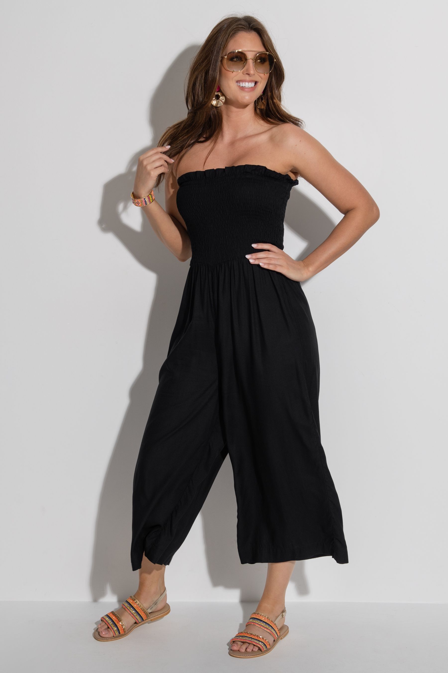 Black beach jumpsuit sales