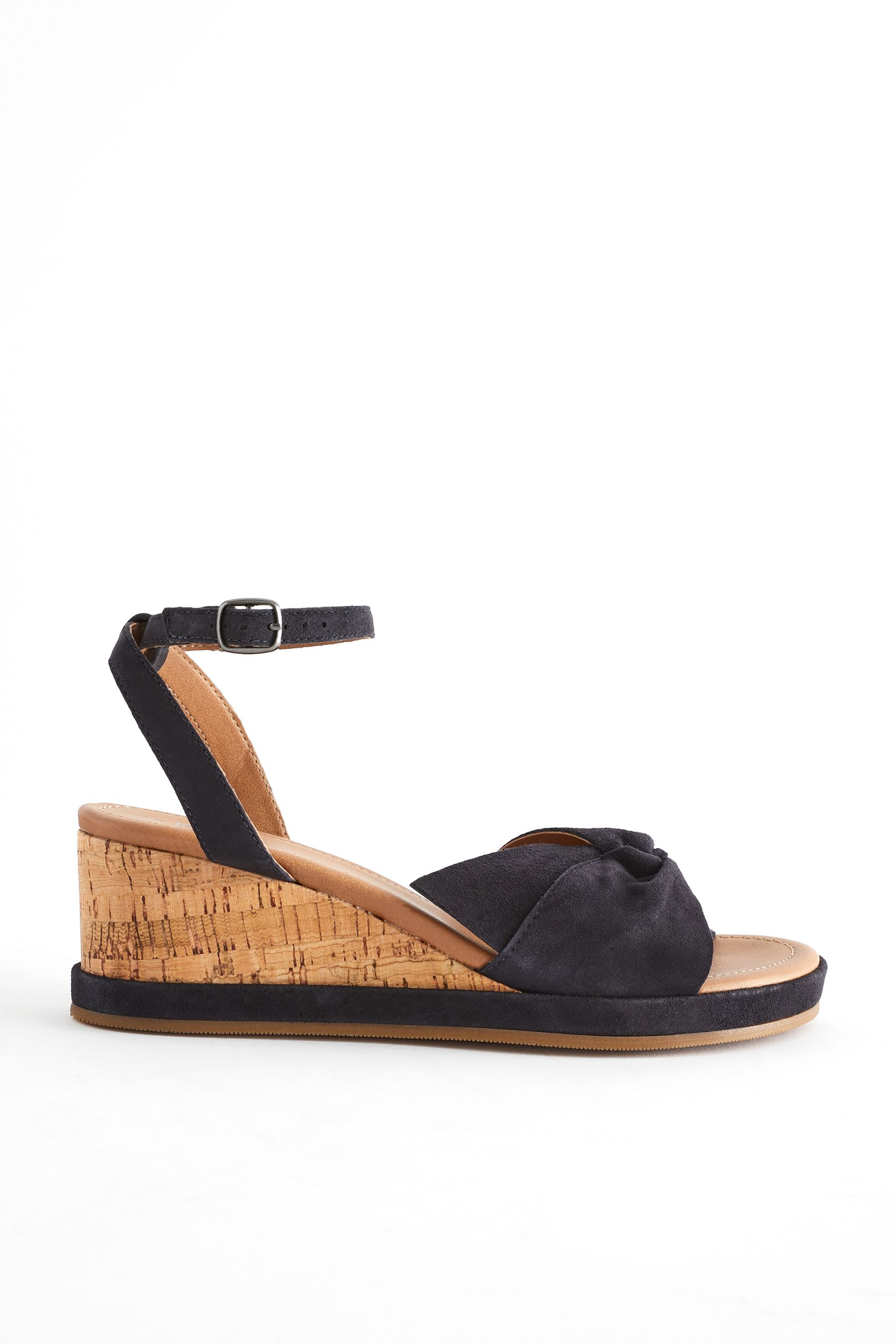 Buy Navy Forever Comfort Leather Bow Low Wedges from Next Luxembourg