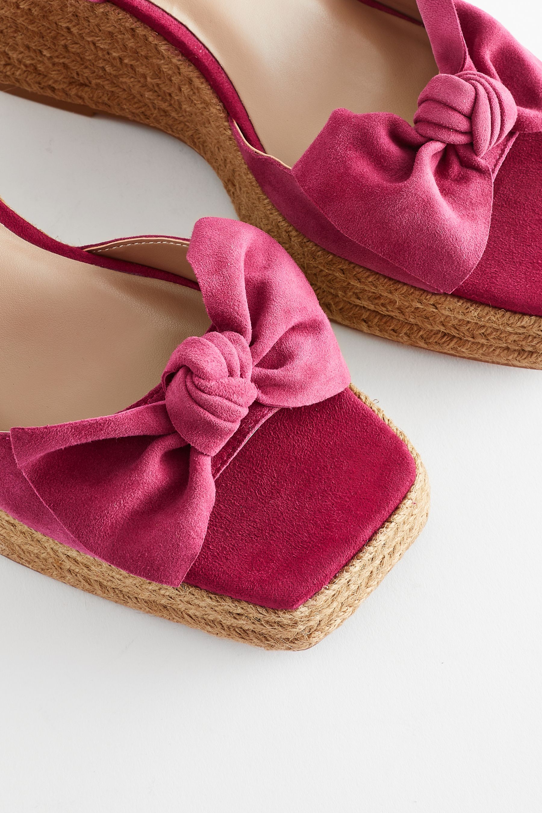 Buy Pink Forever Comfort Leather Bow Wedges from Next Luxembourg