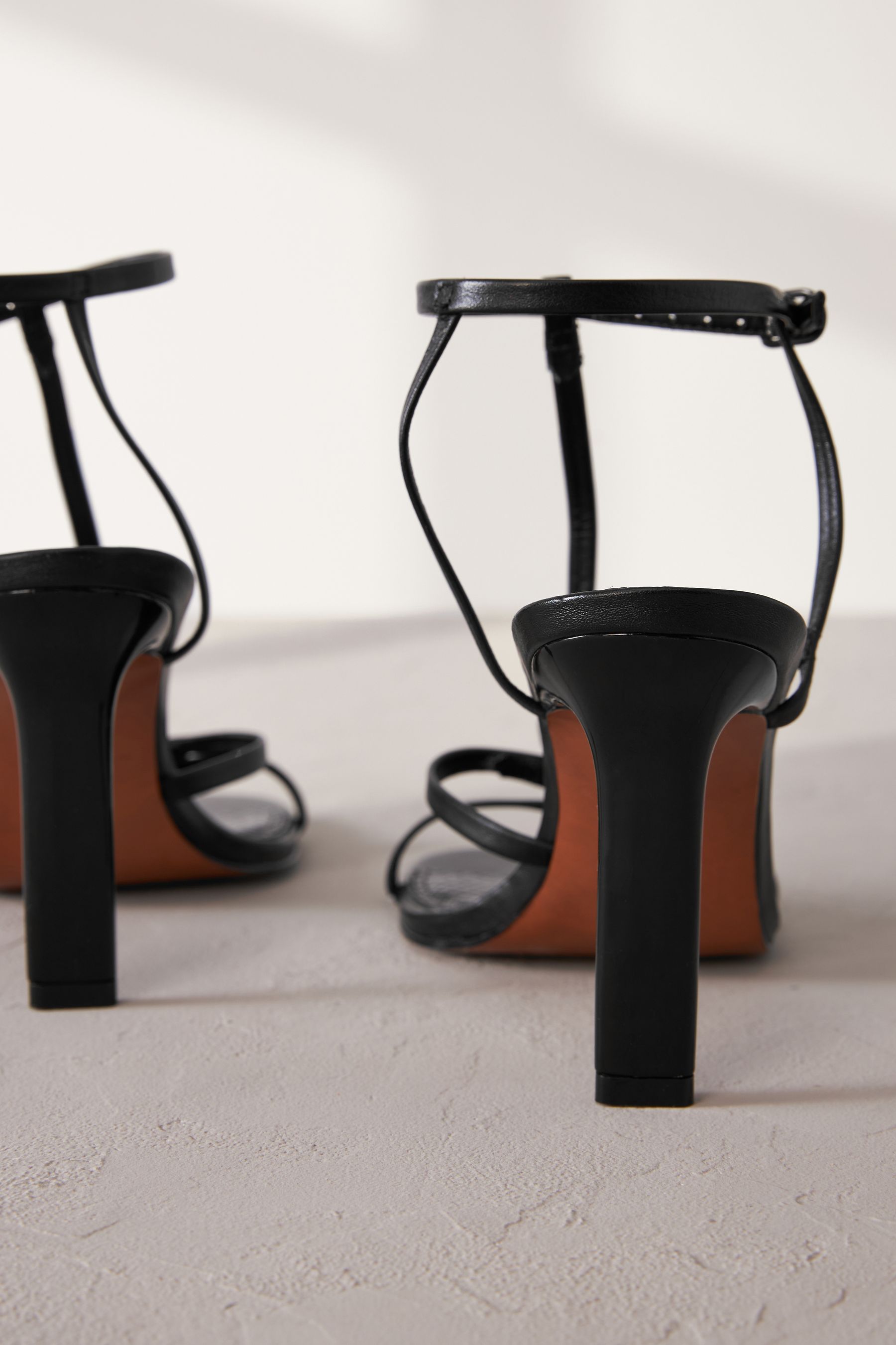 Buy Black Signature Leather Strappy Heeled Sandals from Next Luxembourg