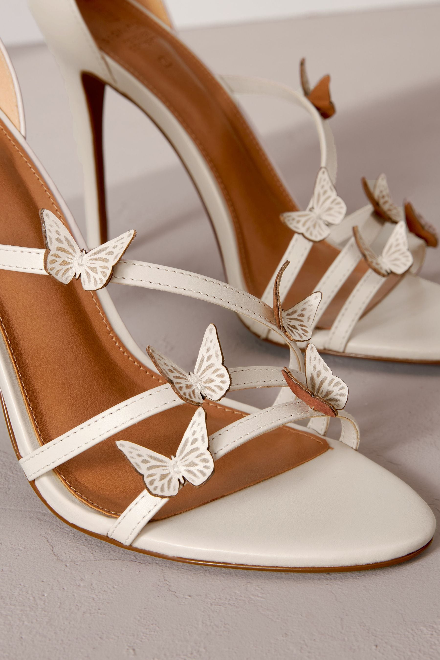 Buy Bone Signature Leather Butterfly High Heel Sandals from Next Luxembourg