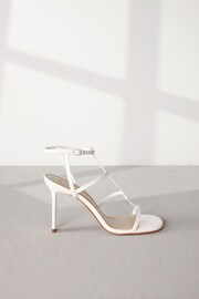 White Signature Leather Strappy Heeled Sandals - Image 4 of 8