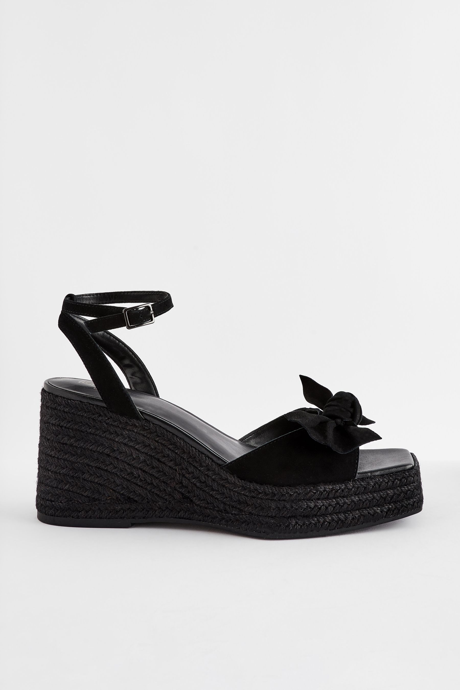 Buy Black Forever Comfort Leather Bow Wedges from the Next UK online shop