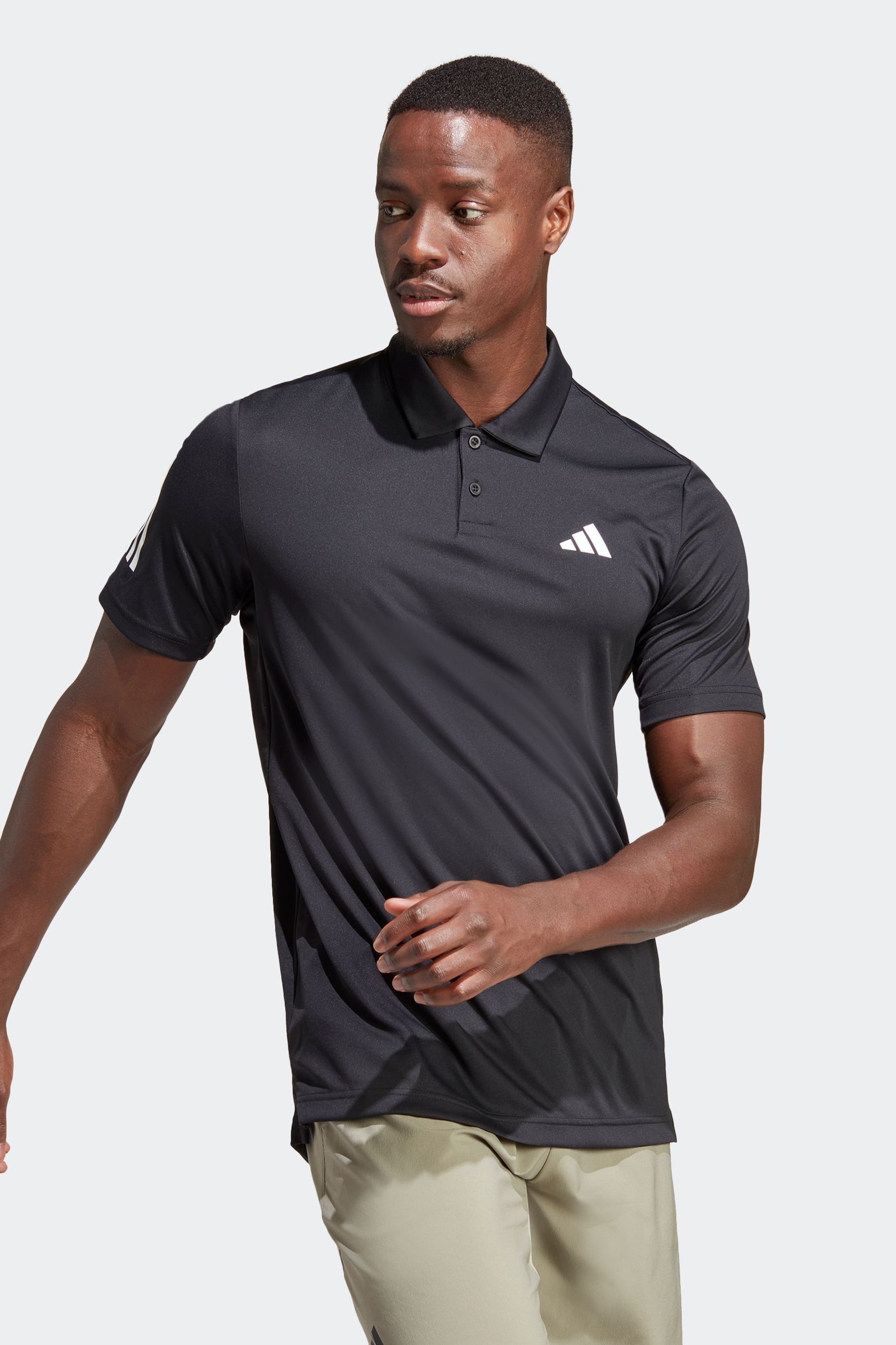 Buy adidas Black Club 3 Stripes Tennis Polo Shirt from Next Luxembourg