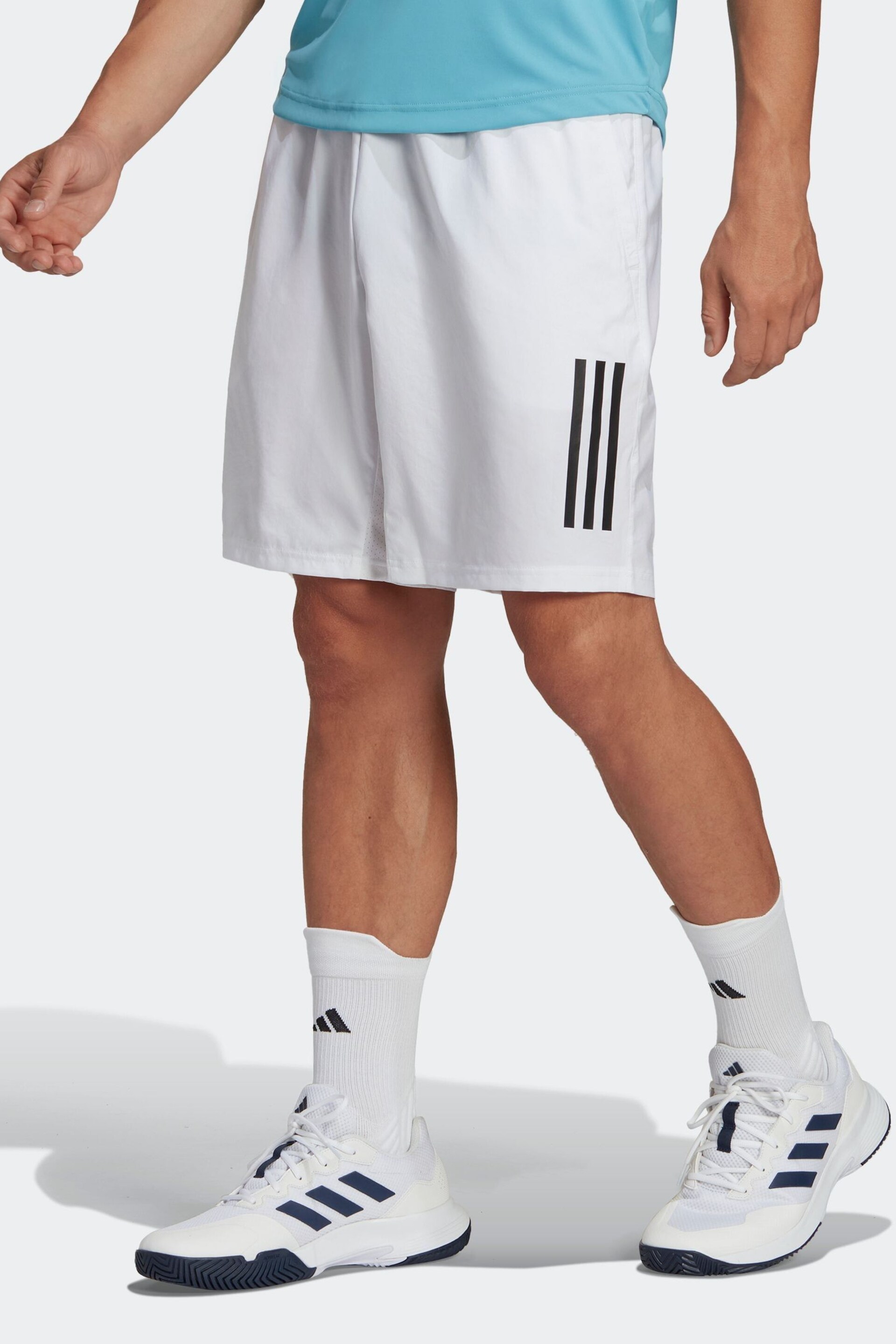 adidas White Club 3-Stripes Tennis Shorts - Image 1 of 6