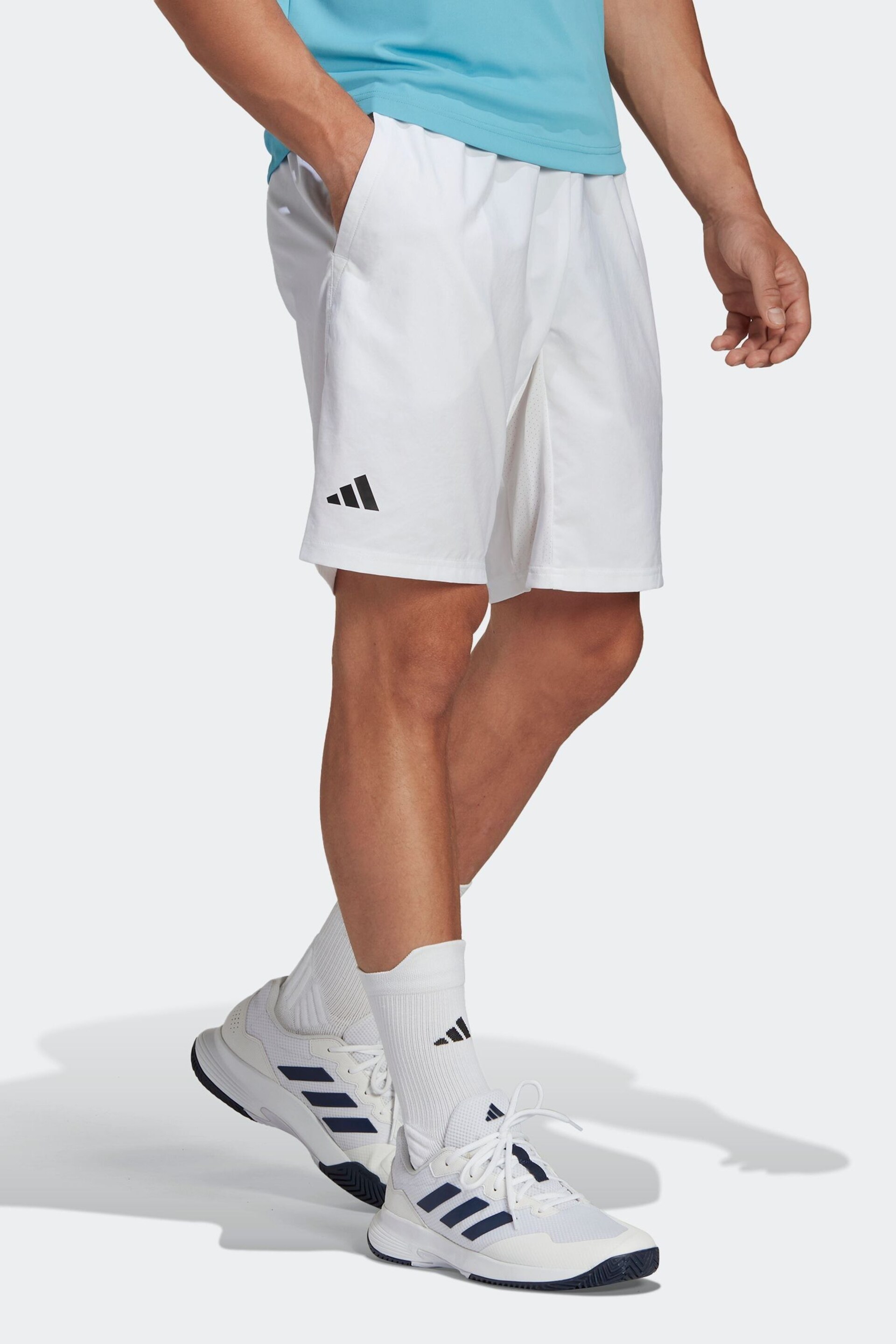 adidas White Club 3-Stripes Tennis Shorts - Image 3 of 6