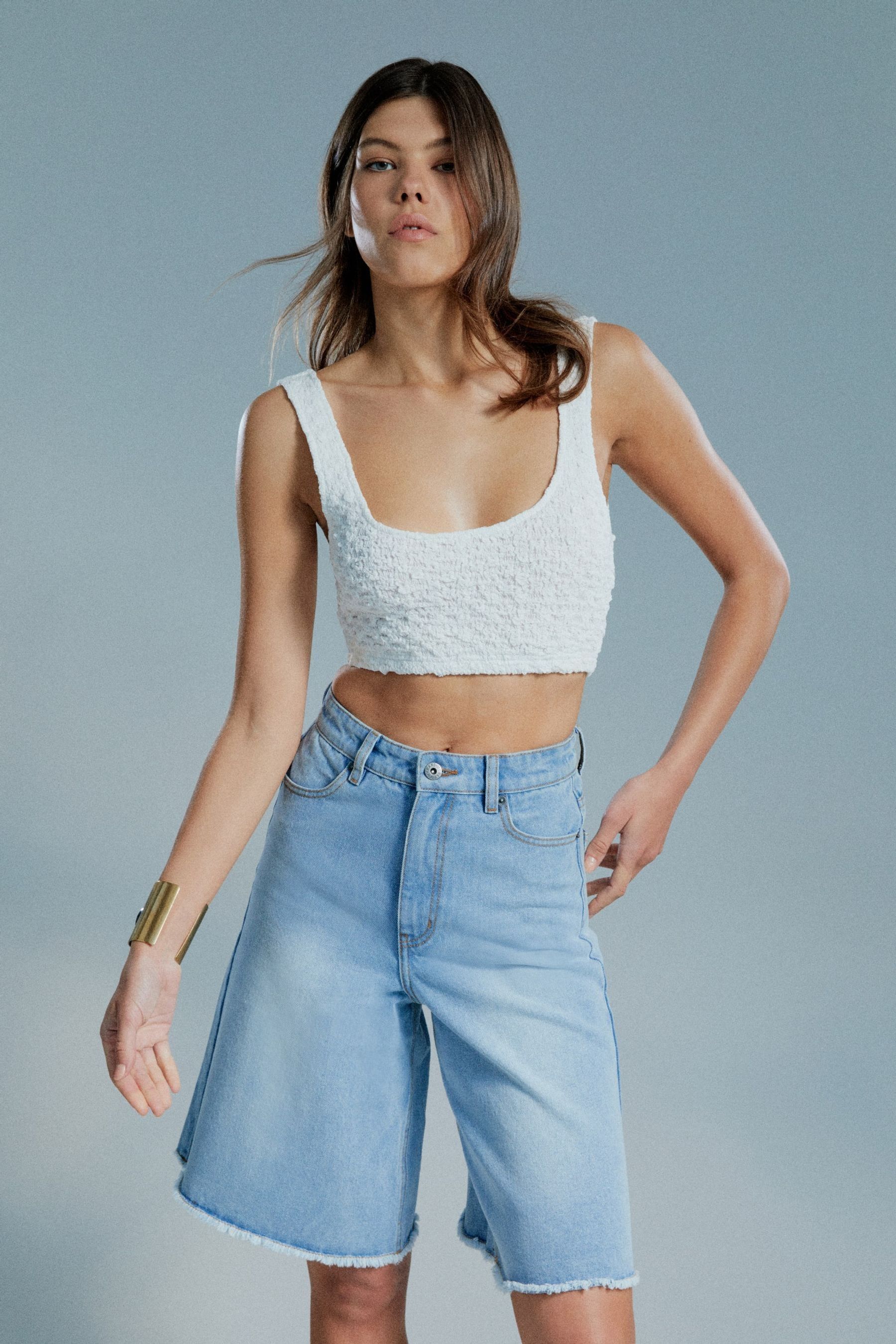 Buy Bardot Blue Bardot Blue Forte Long Denim 100 Cotton Shorts from the Next UK online shop