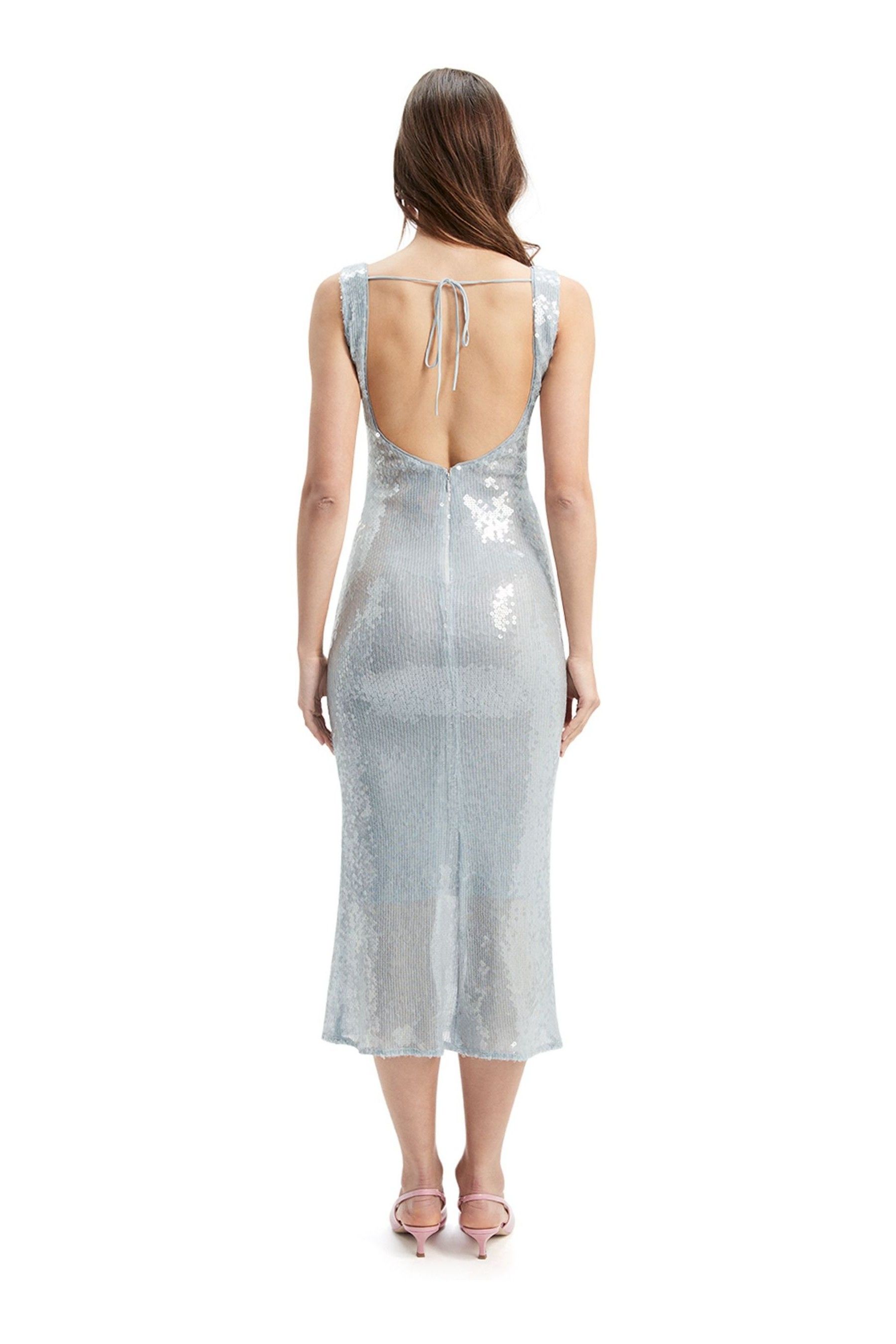 Blue bardot midi dress cheap