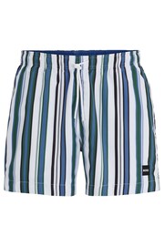 BOSS Blue Striped Swim Shorts - Image 5 of 5