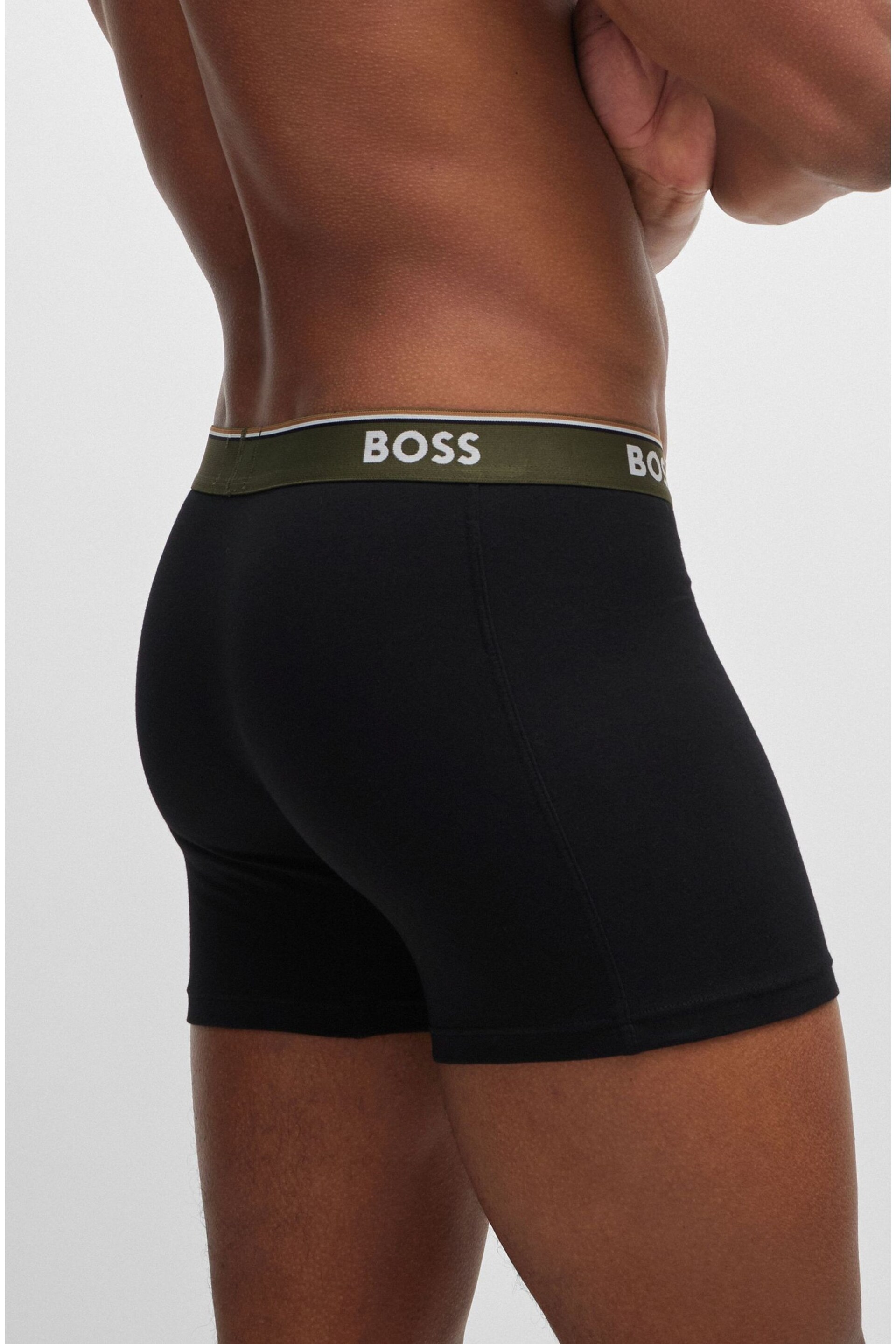BOSS Black of Stretch-Cotton Boxer Briefs 3 Pack With Logos - Image 10 of 10