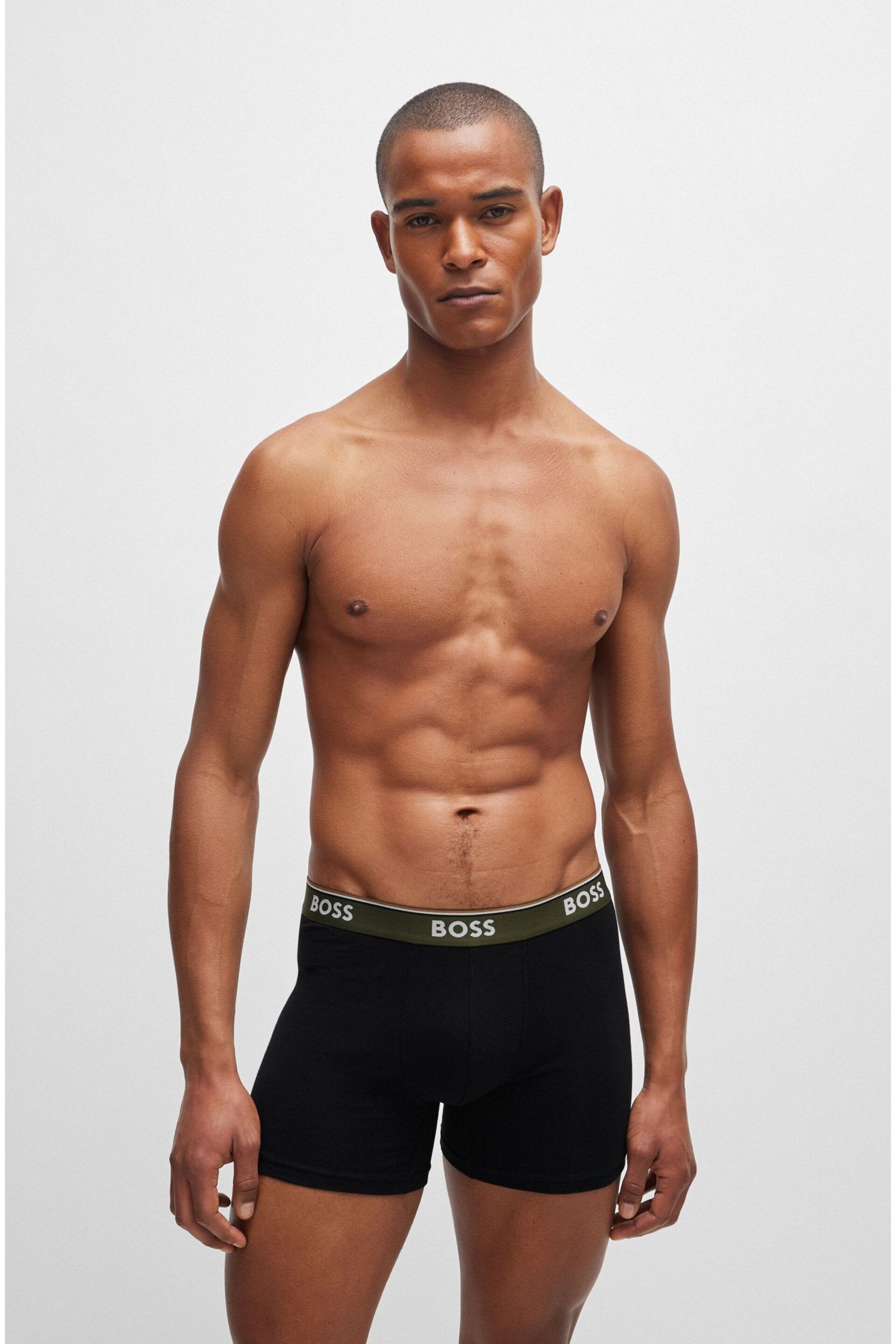 BOSS Black of Stretch-Cotton Boxer Briefs 3 Pack With Logos - Image 5 of 10