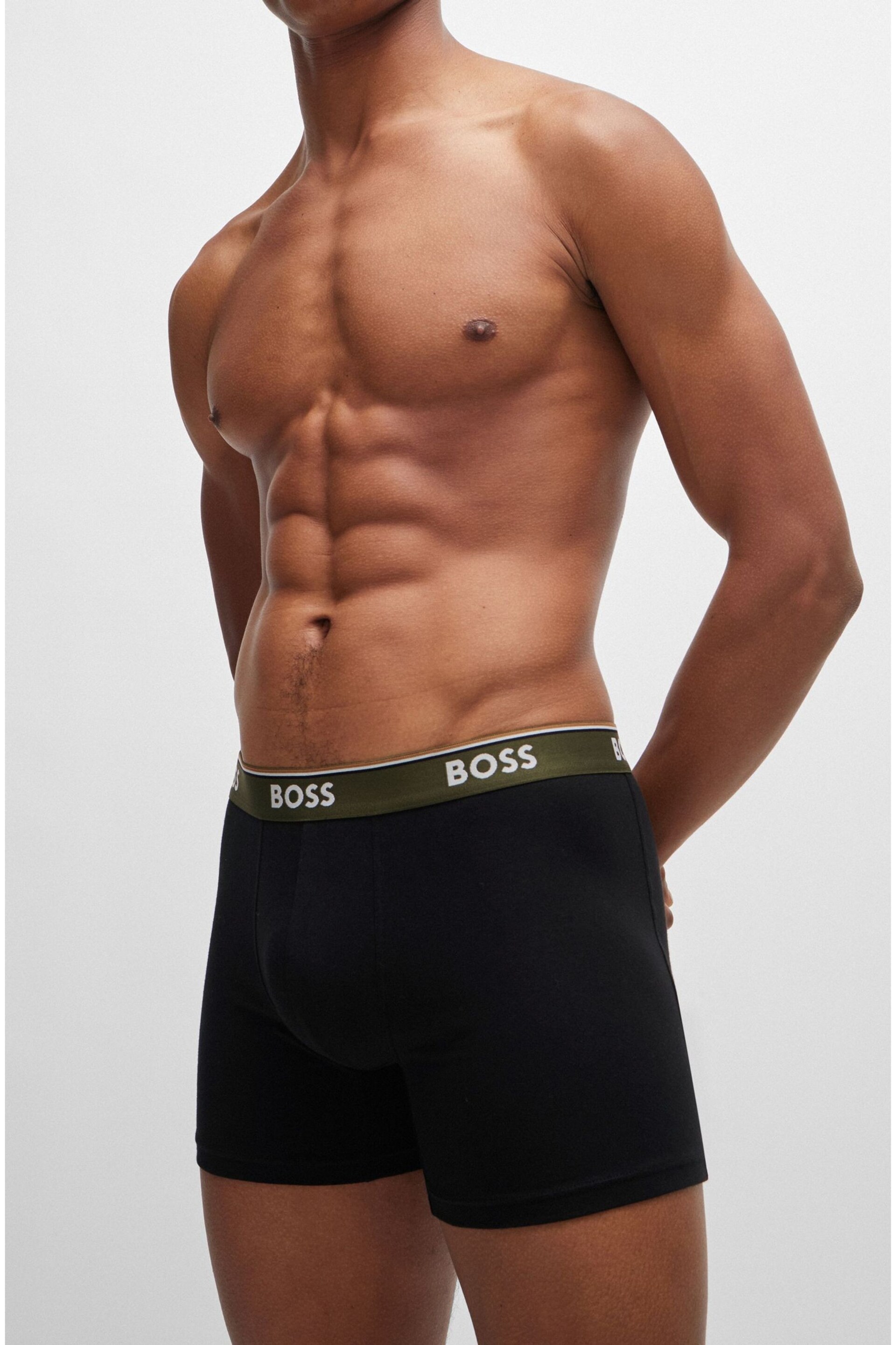 BOSS Black of Stretch-Cotton Boxer Briefs 3 Pack With Logos - Image 9 of 10