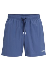 BOSS Blue Logo Swim Shorts with Side Stripes and Logo - Image 4 of 4