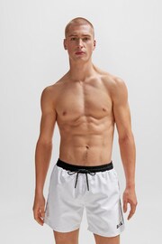 BOSS White Contrast-logo Swim Shorts In Recycled Material - Image 3 of 3
