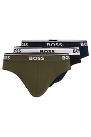 BOSS Green/Black/Black Stretch-Cotton Logo Waistband Boxer Briefs 3 Pack - Image 1 of 7