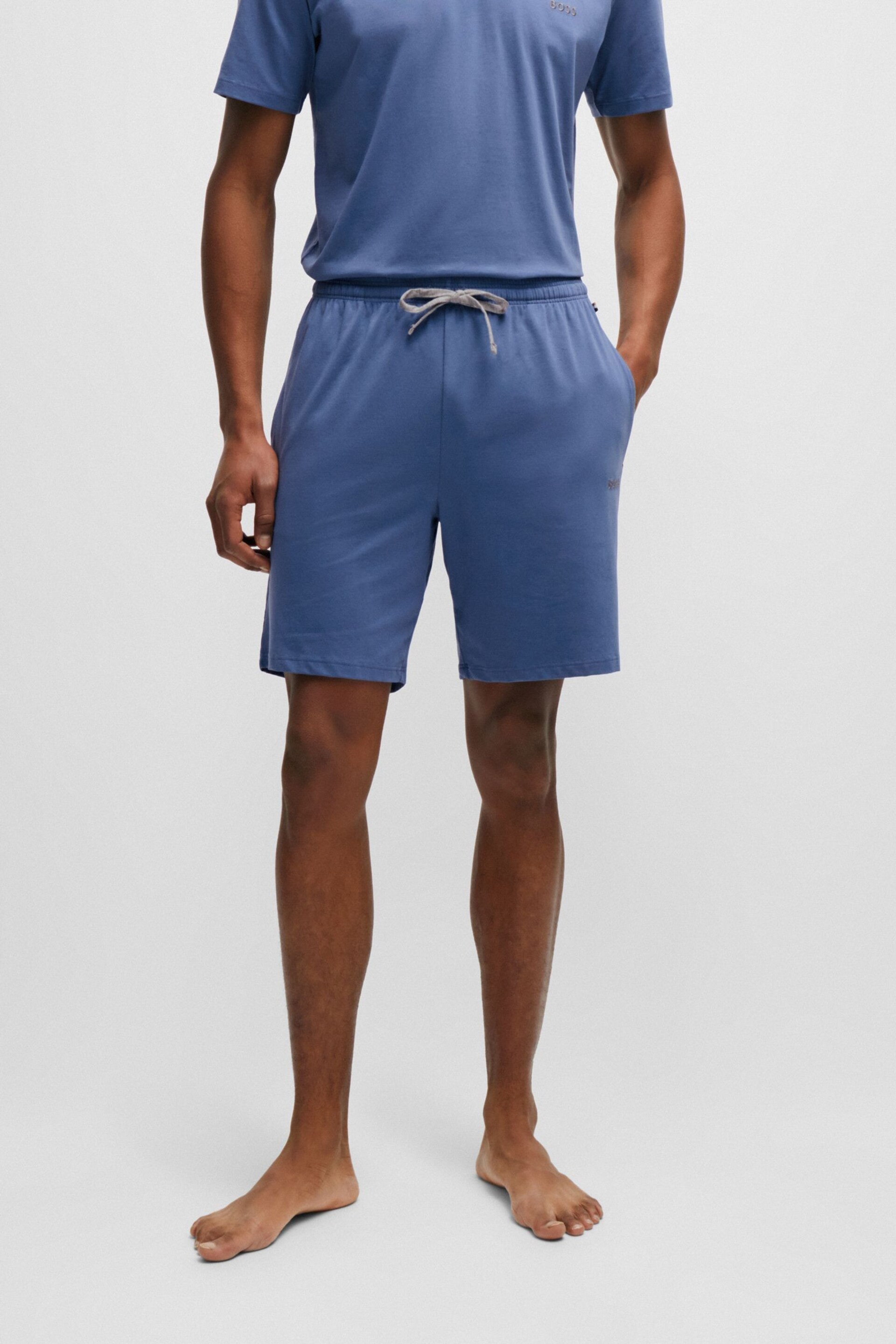 BOSS Blue Stretch Cotton Jersey Shorts - Image 1 of 2