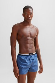 BOSS Blue Of Cotton Pyjama Shorts With Signature Waistbands 2 Pack - Image 2 of 6