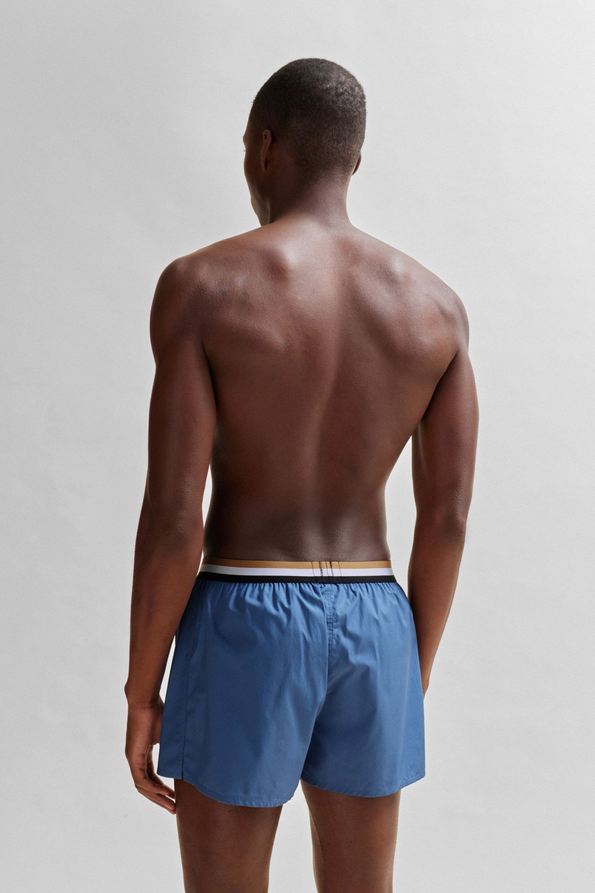 BOSS Blue Of Cotton Pyjama Shorts With Signature Waistbands 2 Pack - Image 3 of 6