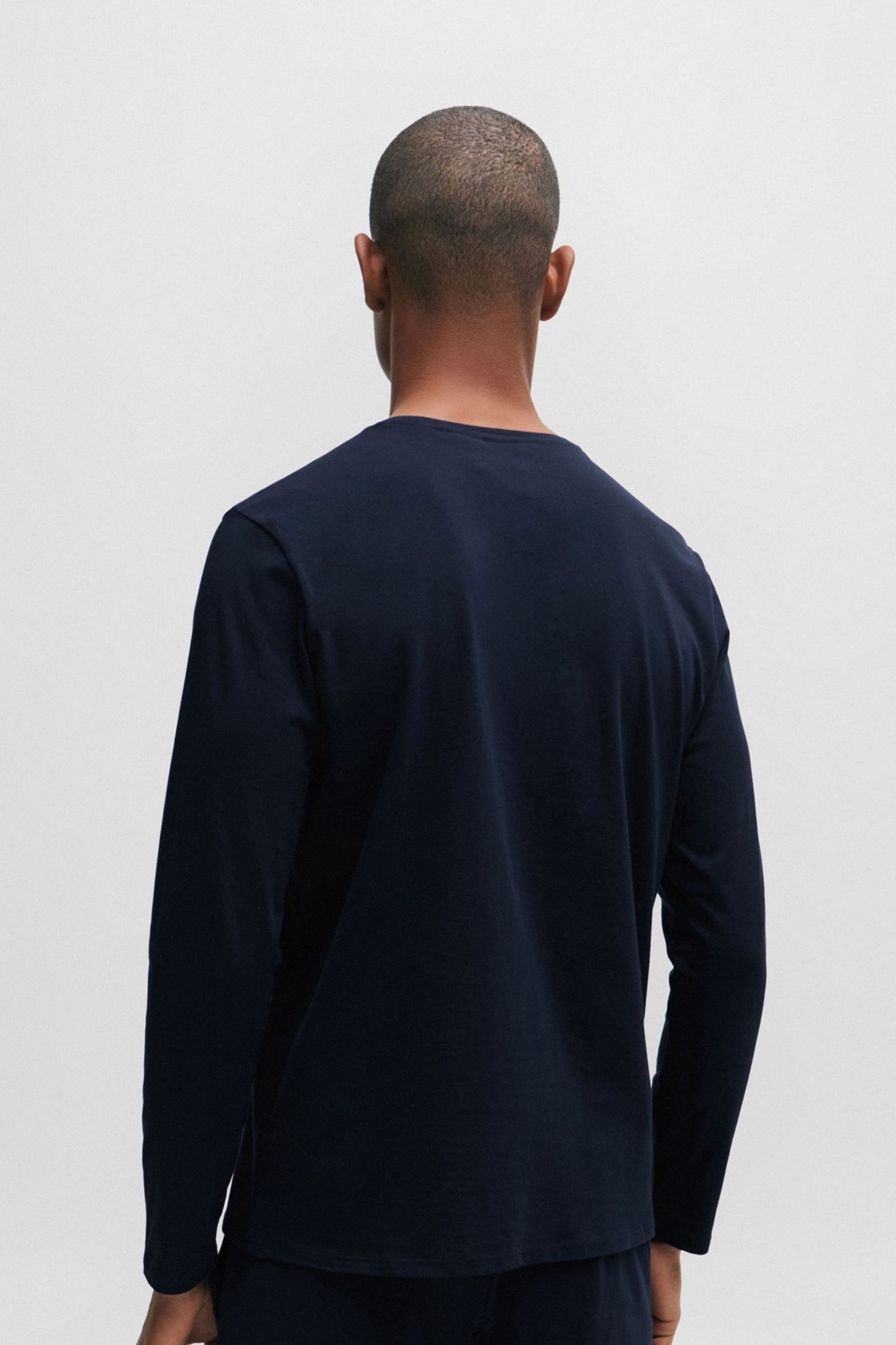BOSS Blue Stretch Cotton Lounge Long Sleeve T-Shirt - Image 2 of 5