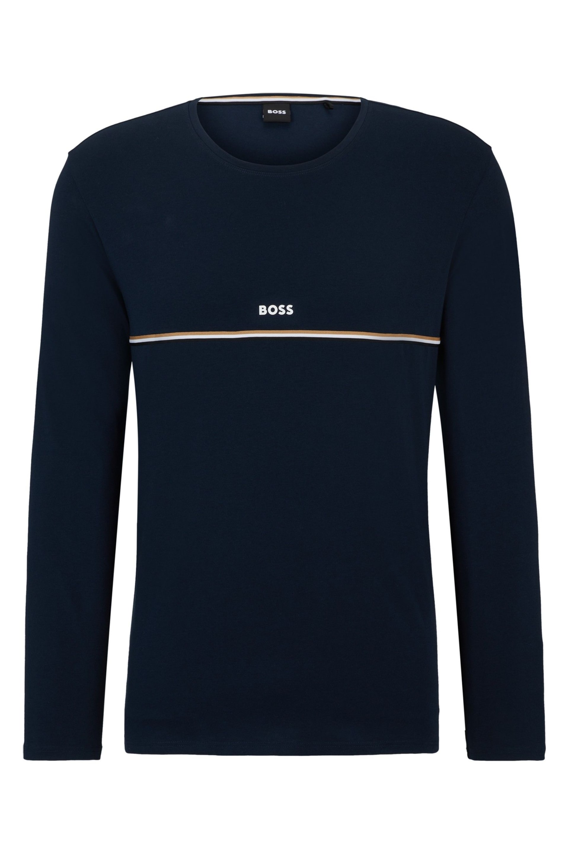 BOSS Blue Stretch Cotton Lounge Long Sleeve T-Shirt - Image 5 of 5