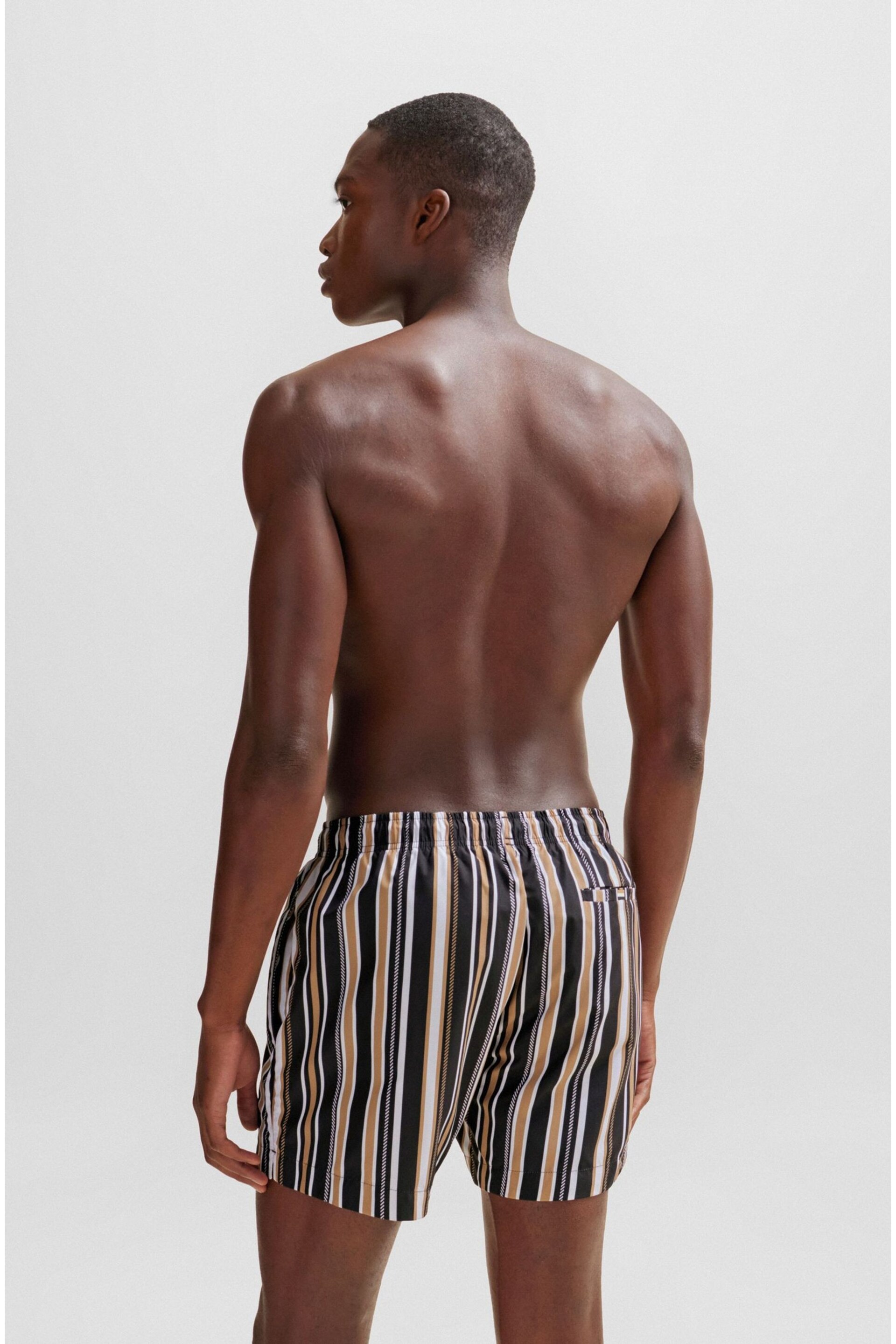 BOSS Black Striped Swim Shorts - Image 2 of 5