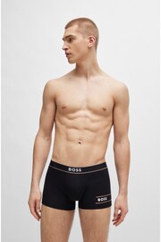 BOSS Black Stretch-cotton Trunks With Stripes And Branding - Image 1 of 6