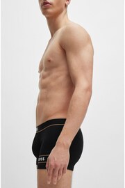 BOSS Black Stretch-cotton Trunks With Stripes And Branding - Image 4 of 6