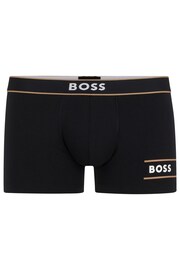 BOSS Black Stretch-cotton Trunks With Stripes And Branding - Image 6 of 6
