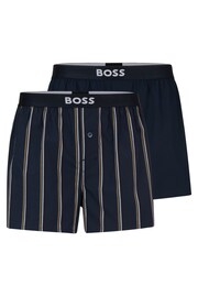 BOSS Blue Cotton Pyjama Shorts 2 Pack With Logo Waistbands - Image 1 of 6