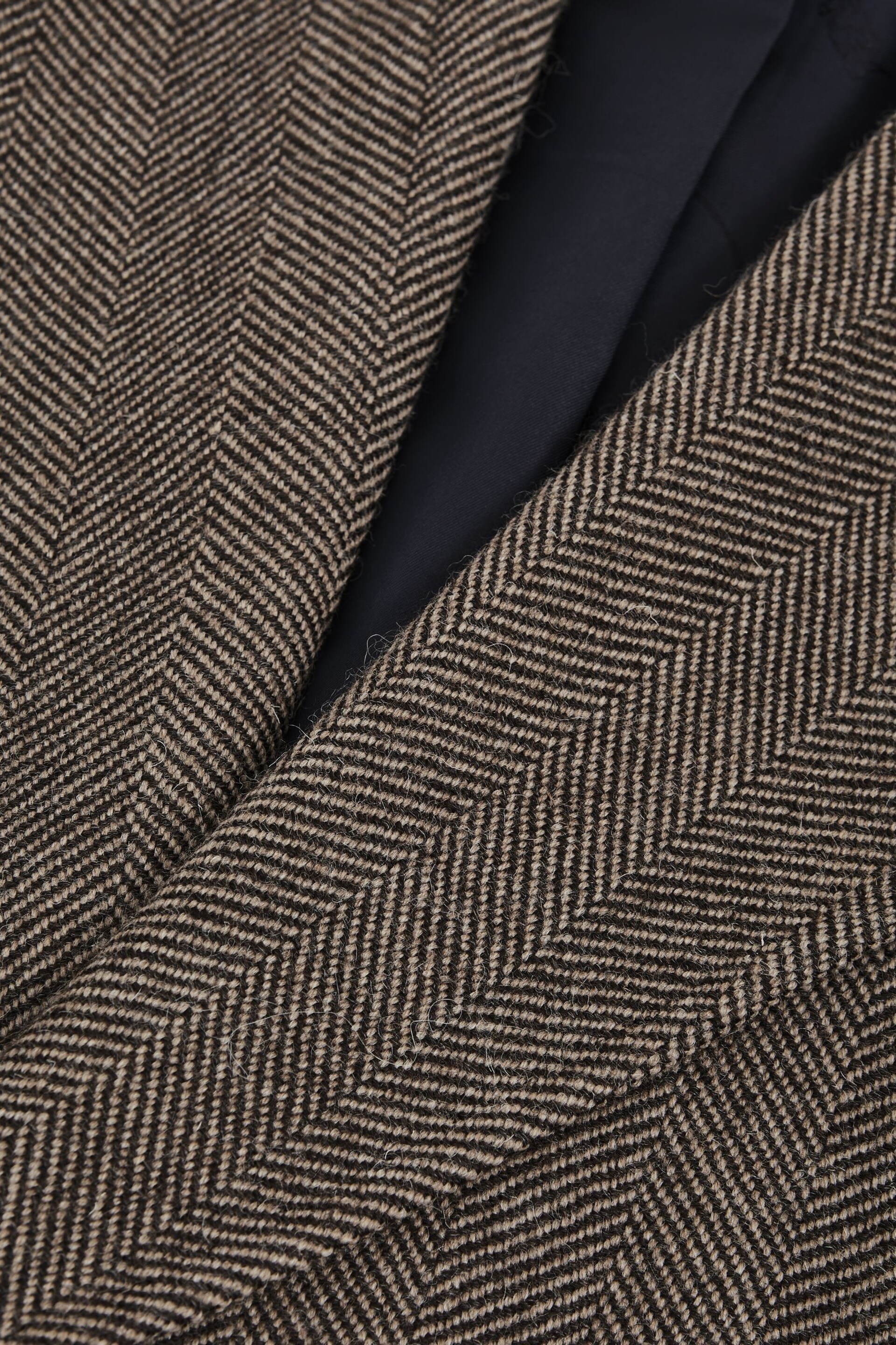 Oscar Jacobson Double Breasted Wool Herringbone Coat - Image 6 of 8