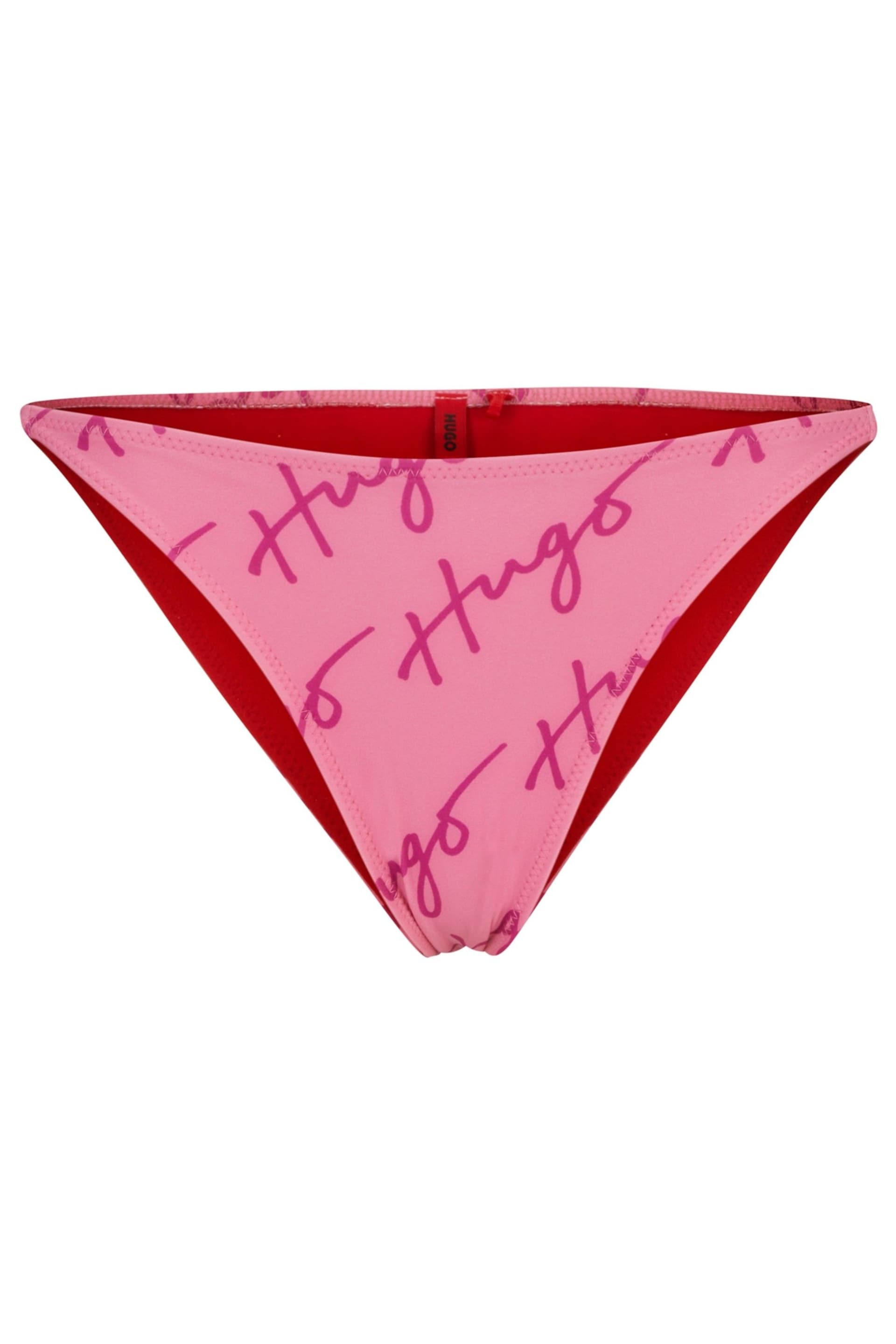 HUGO Pink Quick-Dry Bikini Bottoms With Handwritten Logos - Image 5 of 5