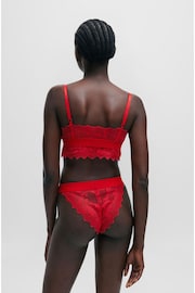 HUGO Red Padded Triangle Bra in Geometric Lace with Logo Label - Image 4 of 5