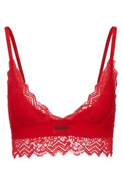 HUGO Red Padded Triangle Bra in Geometric Lace with Logo Label - Image 5 of 5