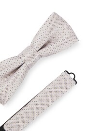 BOSS White Bow Tie and Pocket Square in Silk-Blend Jacquard - Image 2 of 4