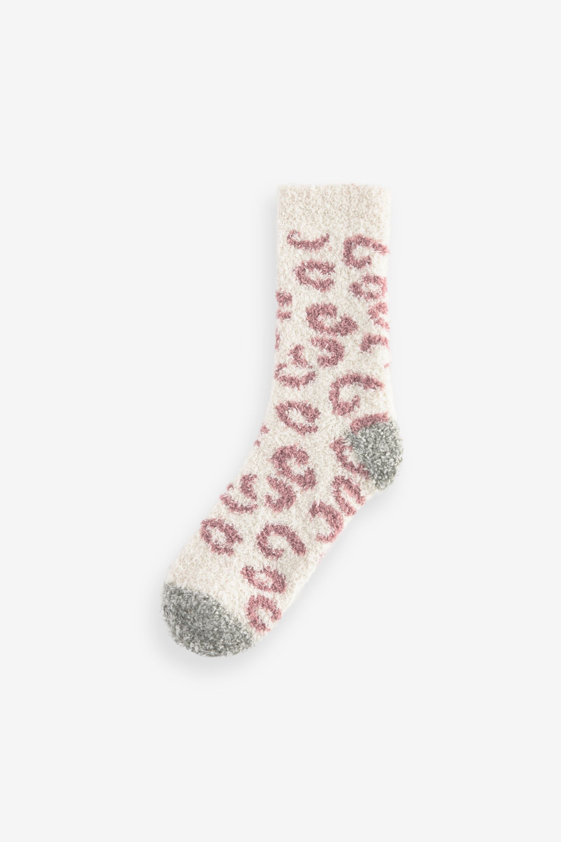 Pink/Grey Animal Cosy Ankle Socks 4 Pack - Image 4 of 8