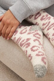Pink/Grey Animal Cosy Ankle Socks 4 Pack - Image 7 of 8