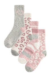 Pink/Grey Animal Cosy Ankle Socks 4 Pack - Image 8 of 8