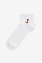 Cowgirl Embroidered Motif White Trainers Socks 4 Pack - Image 4 of 6