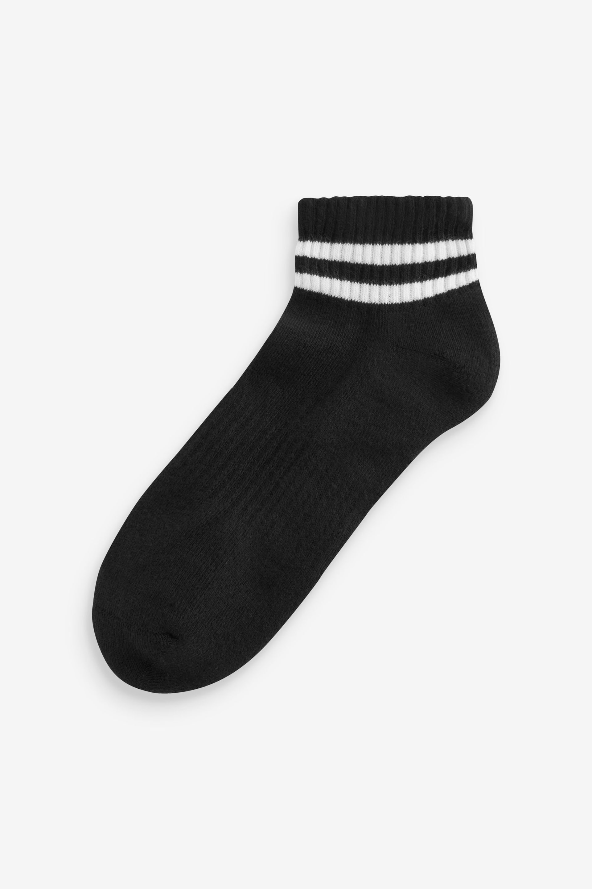 Black Stripe Cushion Sole Trainers Socks 3 Pack With Arch Support - Image 2 of 3