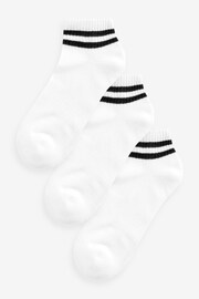 White Stripe Cushion Sole Trainers Socks 3 Pack With Arch Support - Image 1 of 2