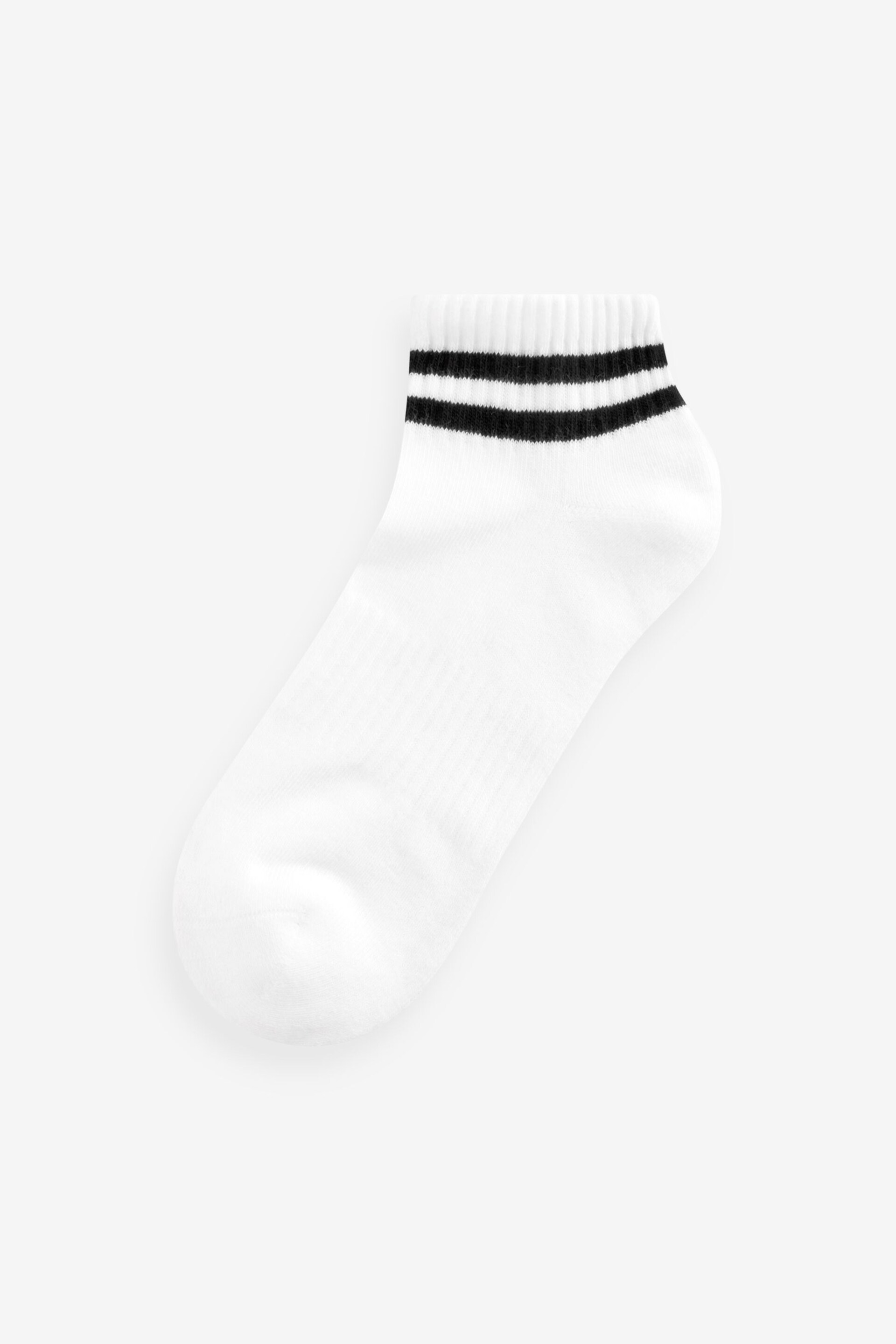 White Stripe Cushion Sole Trainers Socks 3 Pack With Arch Support - Image 2 of 2
