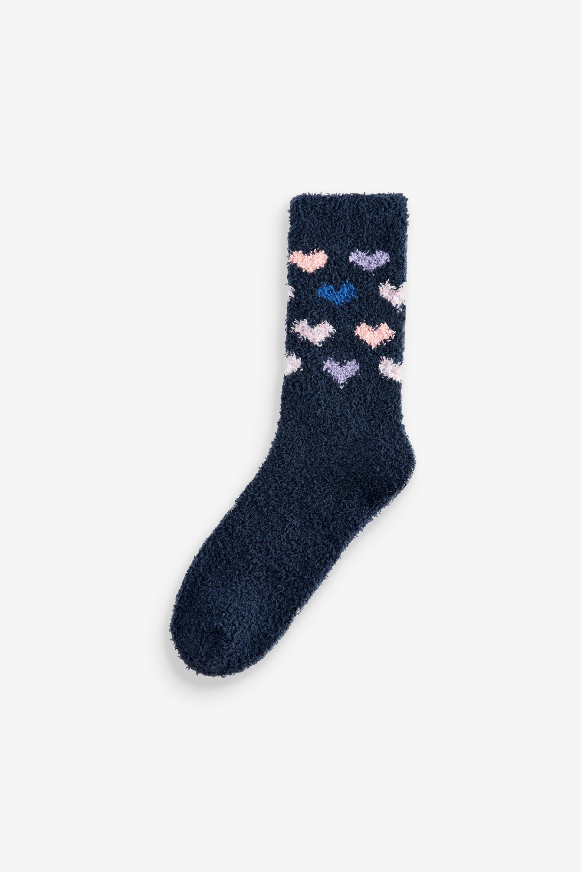 Navy/Purple Hearts Cosy Ankle Socks 2 Pack - Image 2 of 2