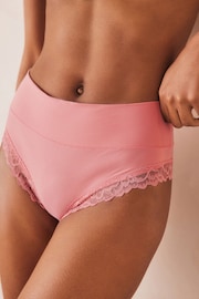 Blush Pink High Rise High Leg Ultimate Comfort Brushed Lace Trim Knickers - Image 1 of 4