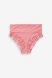 Blush Pink High Rise High Leg Ultimate Comfort Brushed Lace Trim Knickers - Image 4 of 4