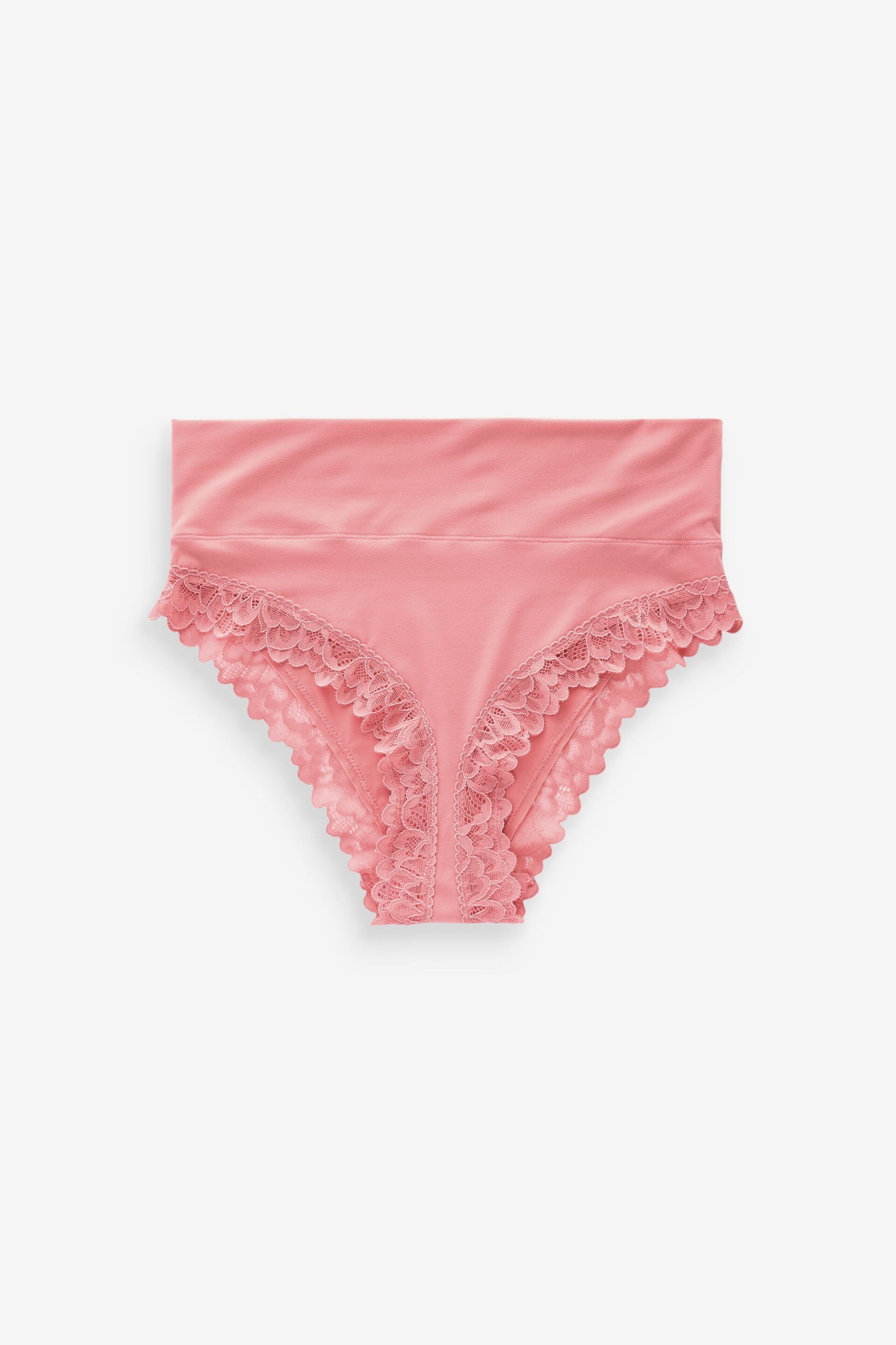 Blush Pink High Rise High Leg Ultimate Comfort Brushed Lace Trim Knickers - Image 4 of 4