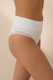 White High Rise High Leg Ultimate Comfort Brushed Lace Trim Knickers - Image 3 of 4