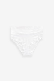 White High Rise High Leg Ultimate Comfort Brushed Lace Trim Knickers - Image 4 of 4